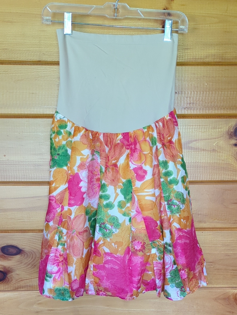 Pea In A The Pod Maternity Floral Summer Skirt- Pink, Orange, Green